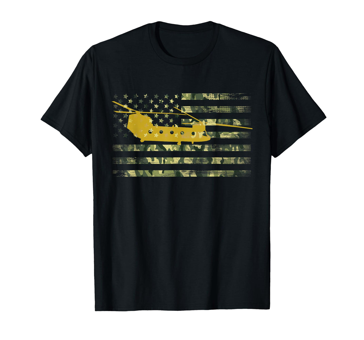 CH-47 Chinook Camo Flag Military Helicopter Shirt T-Shirt