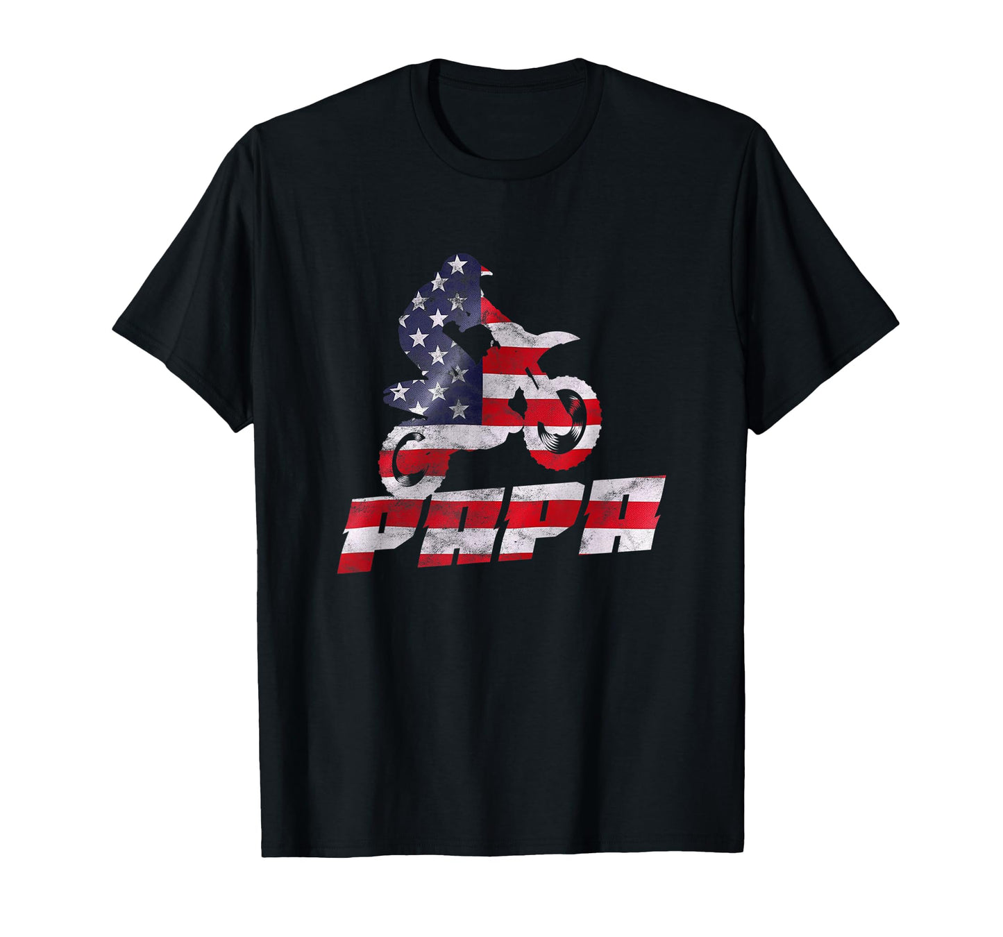 American Flag Motocross Papa Gift Motorbike Dirtbike Father T-Shirt for Men