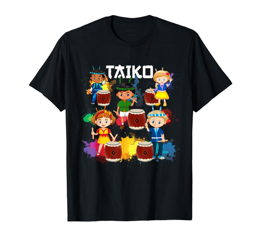 Cool Colorful Taiko Drummer Kids Boys Girls Teens T-Shirt