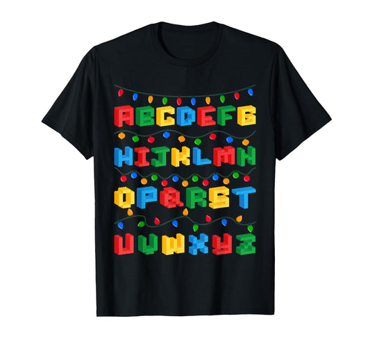 Alphabet Christmas Master Builder Building Block Brick T-Shirt