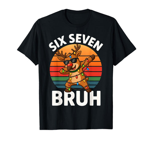 HUGvyn Christmas Bruh Dabbing Reindeer 67 Six Seven Meme Pjs T-Shirt