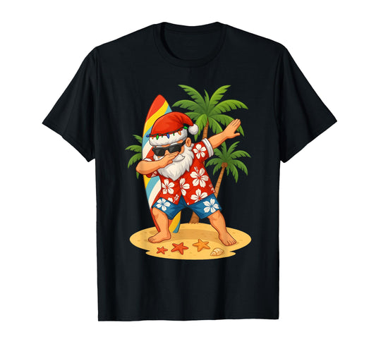 Christmas In July Funny Dabbing Santa Beach Hawaiian Summer T-Shirt