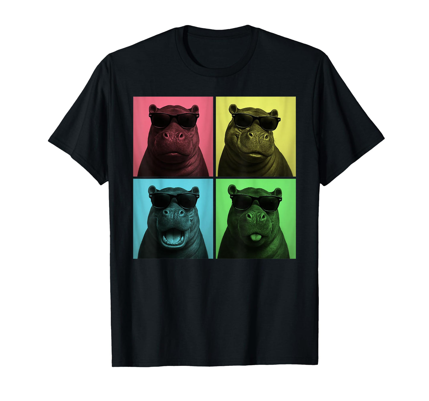Hippo Pop Art Funny Safari Animal Lover Photo Booth T-Shirt