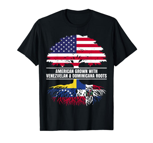 American Grown with Flag Heritage Venezuelan Dominican Roots T-Shirt