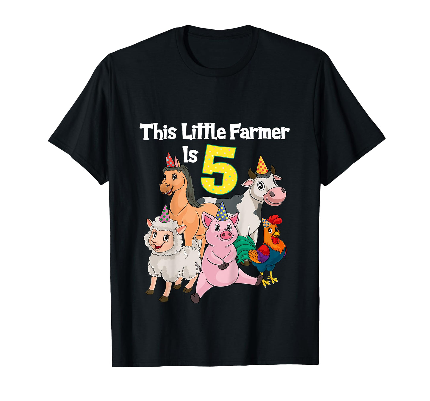 Barnyard 5 Year Old Farm Animals 5th Birthday T-Shirt