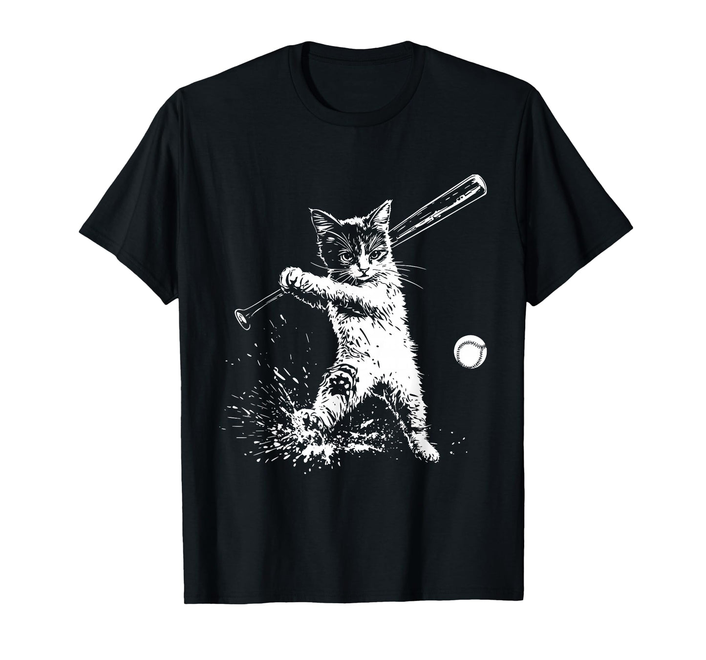 Funny Cat Baseball Graphic T-Shirt