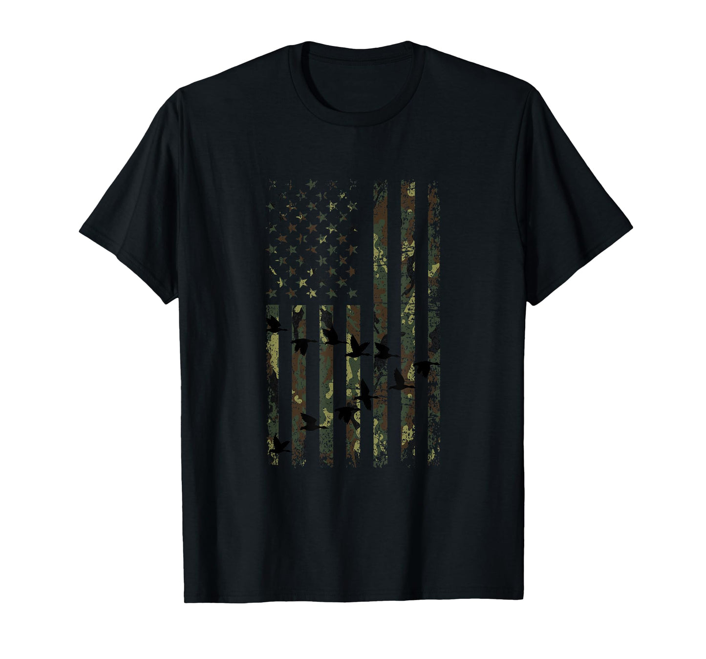 Duck Hunting Camouflage Flag Hunter American Flag Hunting T-Shirt