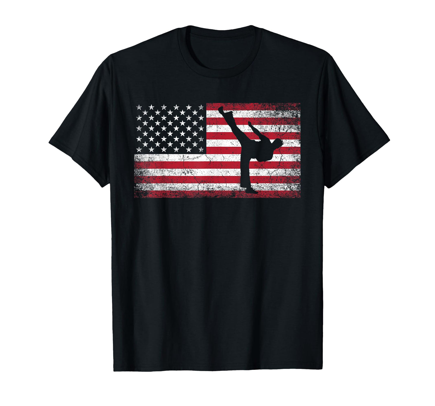 Karate Martial Arts 4th of July American Flag USA Patriotic T-Shirt for Women Kids Men
