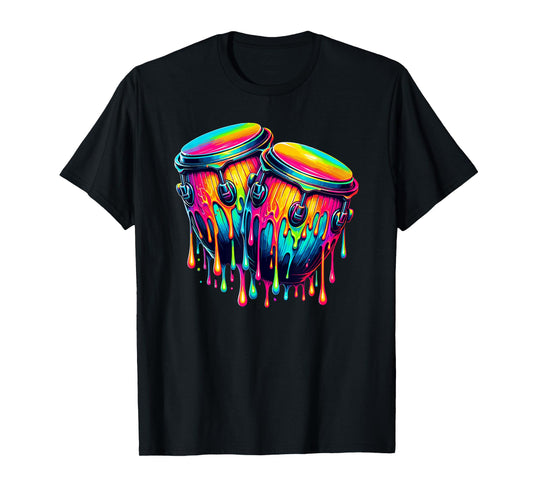 Dripping Paint Art Bongo Player Bongos T-Shirt