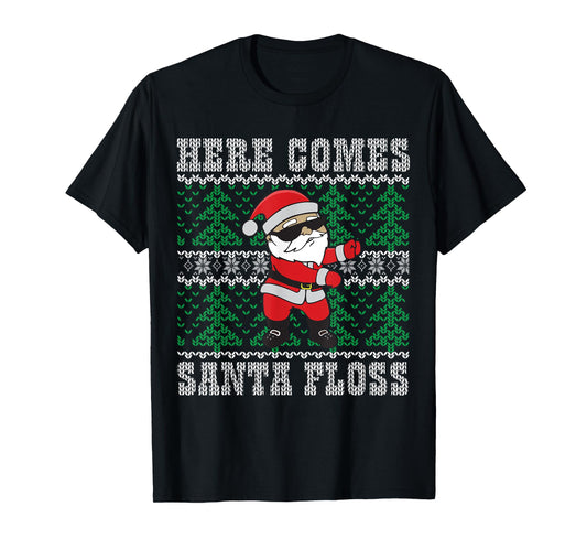 Santa Floss Dance T-shirt - Ugly Christmas Sweater Kids Gift
