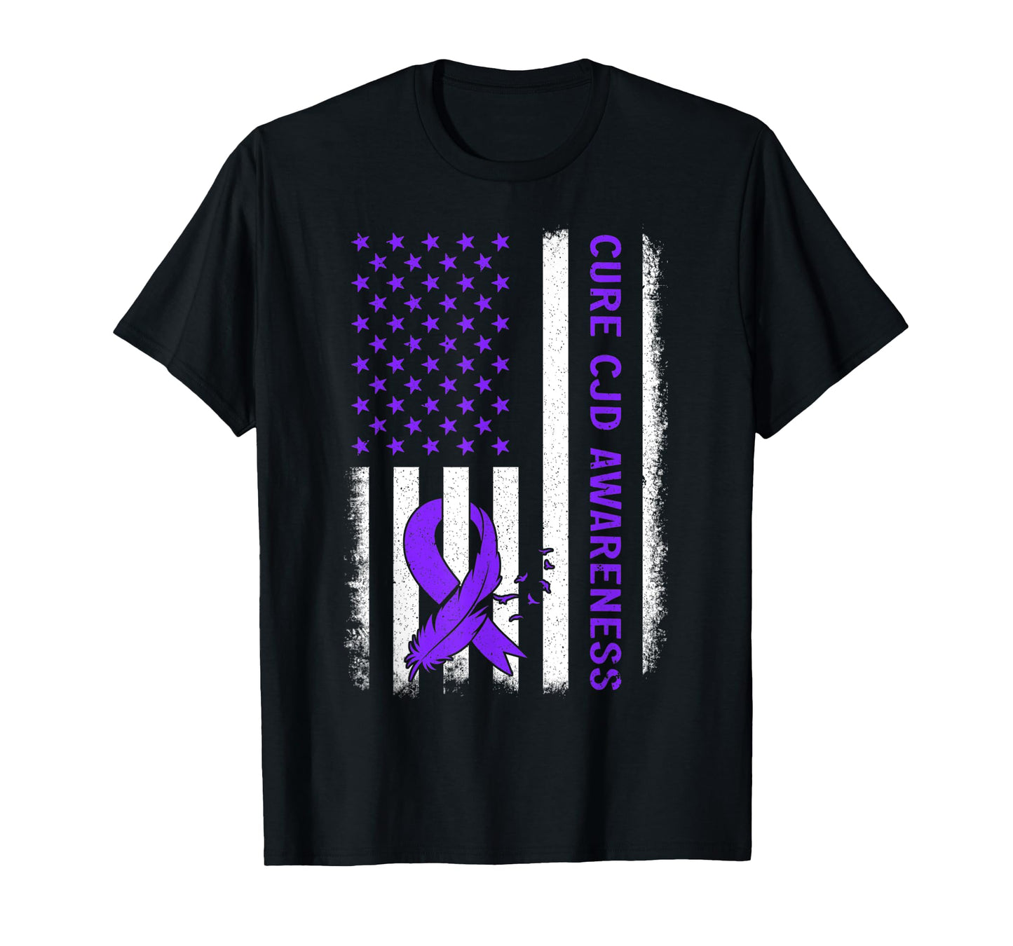 American Flag Cure CJD Awareness Survivor Fighter Women Kids Men T-Shirt