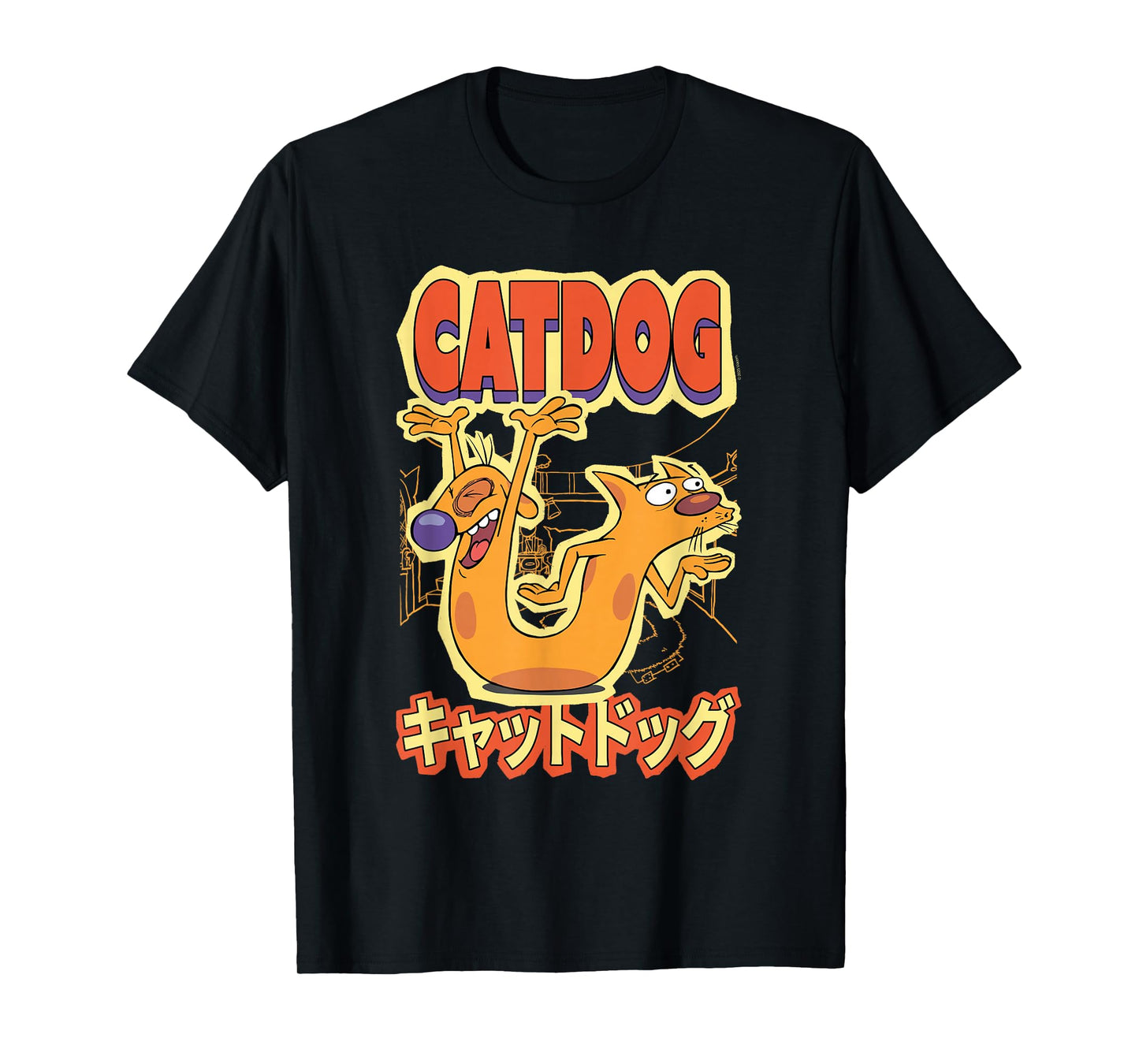 CatDog Dancing Kanji Logo Cartoon T-Shirt
