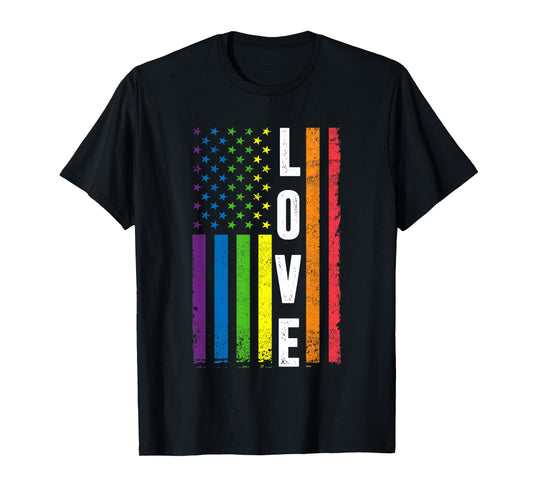 Gay Pride Gifts Men Women LGBT Rainbow Flag Gay Love T-Shirt Small