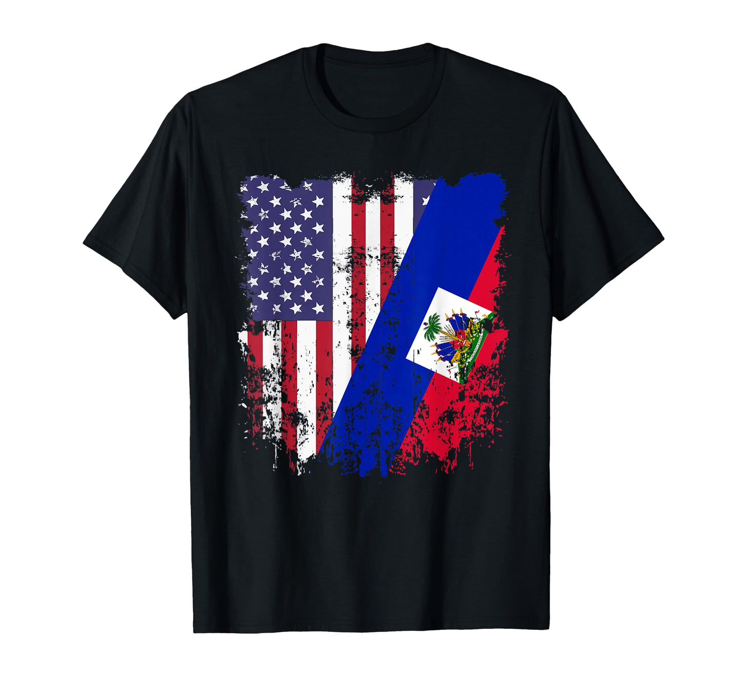 Haitian Roots Half American Flag Haiti Flag T-Shirt