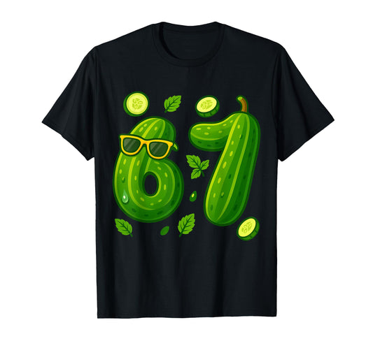 67 Meme Pickle Funny Six Seven Cucumber 6 7 Gen Alpha Slang T-Shirt