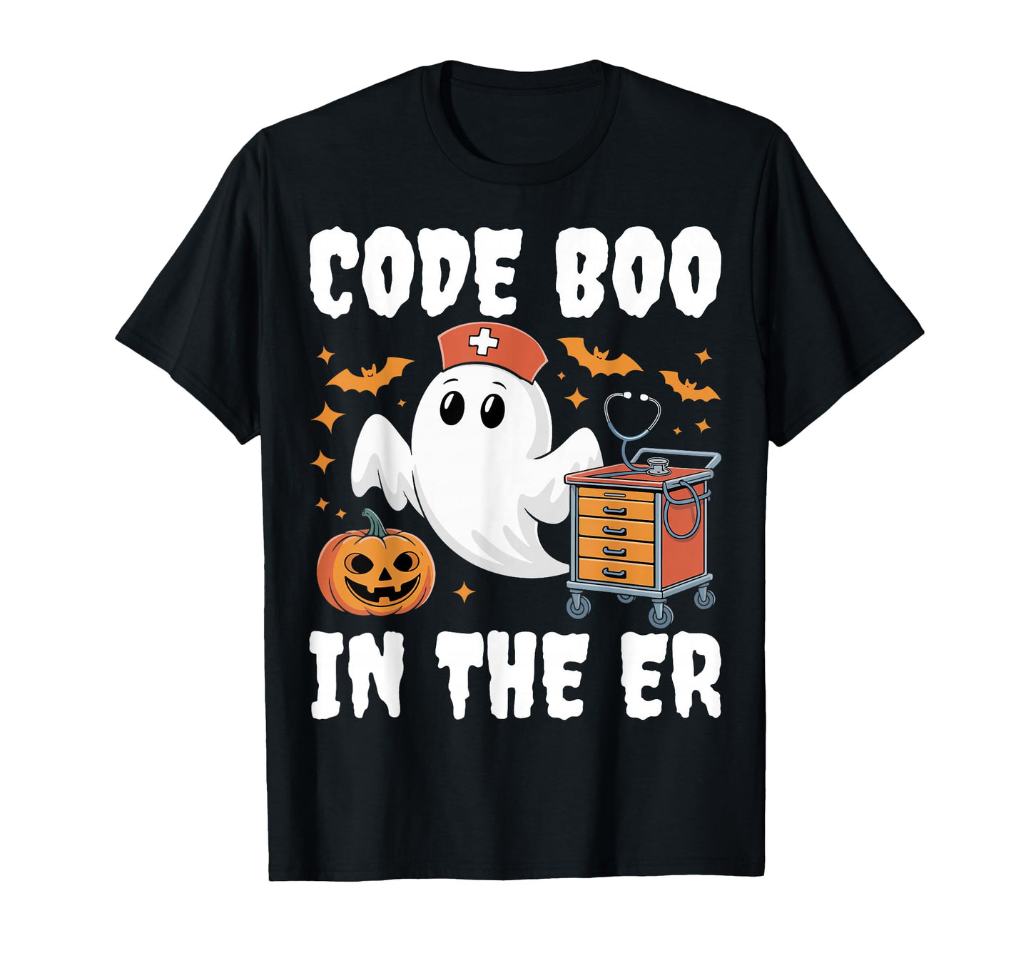Code Boo In The ER Emergency Room Nurse Spooky Halloween T-Shirt