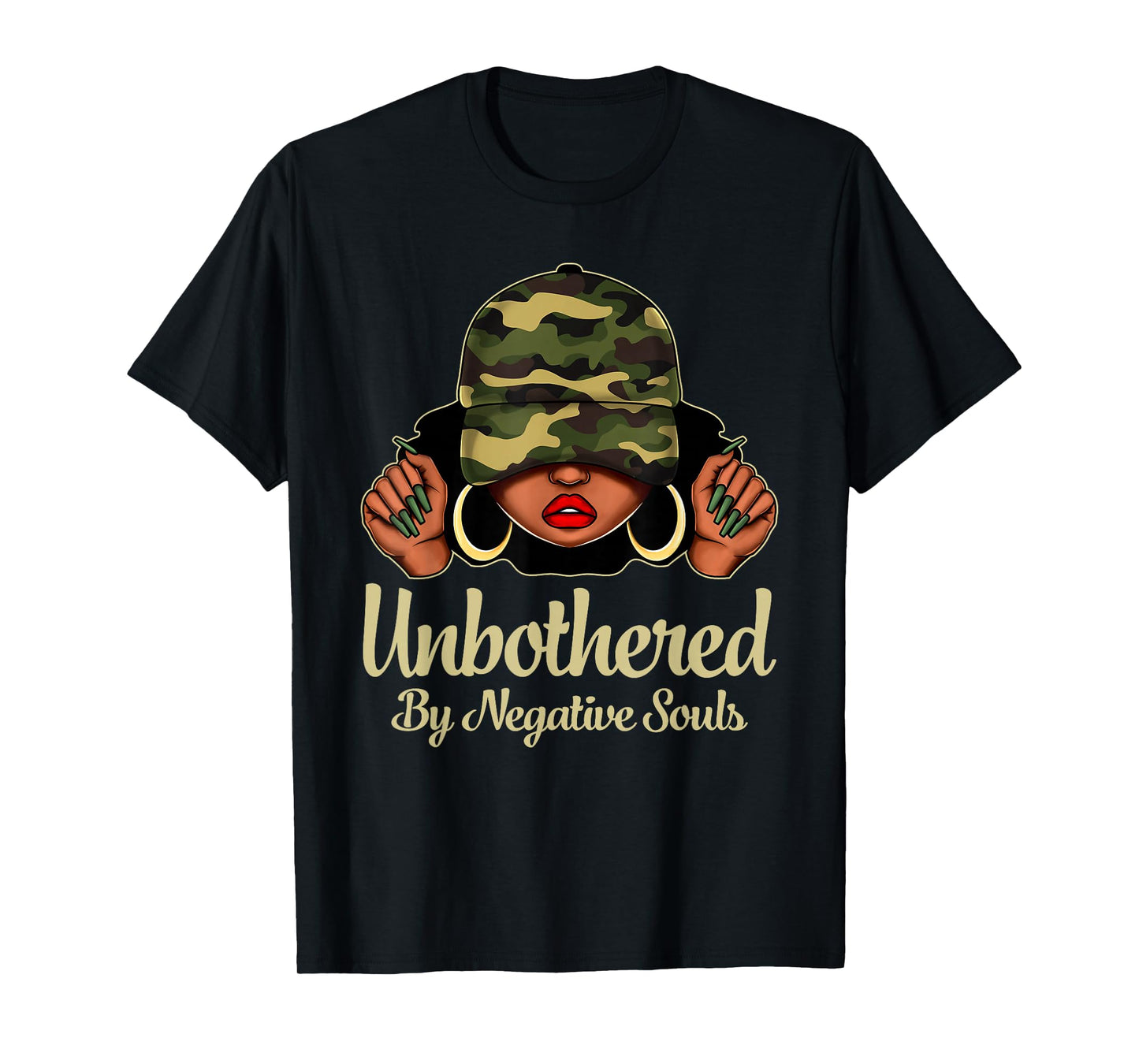 African American Afro Queen Camo Black Woman Unbothered T-Shirt