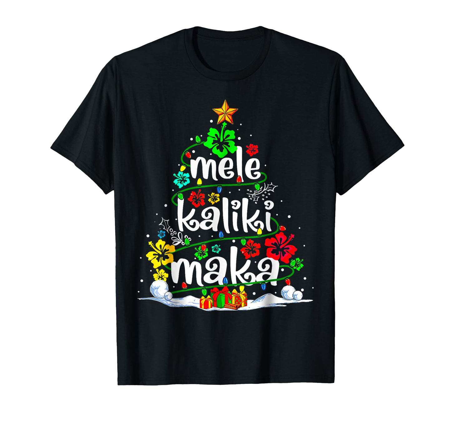 Mele Kalikimaka Tropical Christmas Hawaiian Santa Xmas Tree T-Shirt