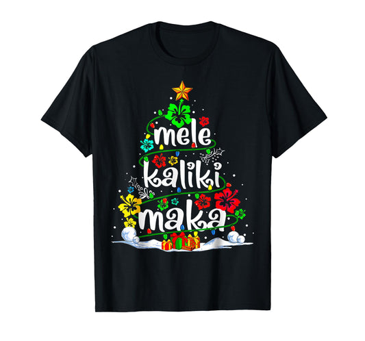 Mele Kalikimaka Tropical Christmas Hawaiian Santa Xmas Tree T-Shirt