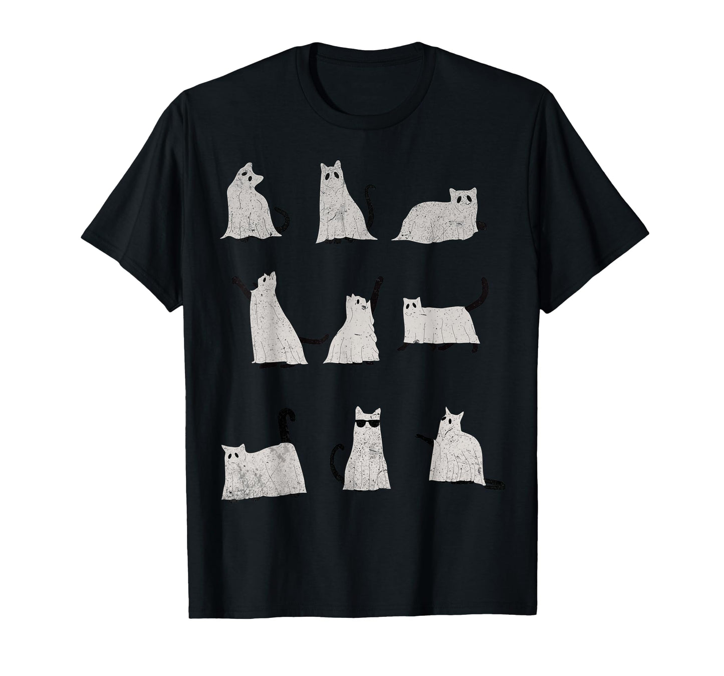 Scary Boo Cute Ghost Cat Kitty Vintage Halloween Costume T-Shirt for Men Women Kids