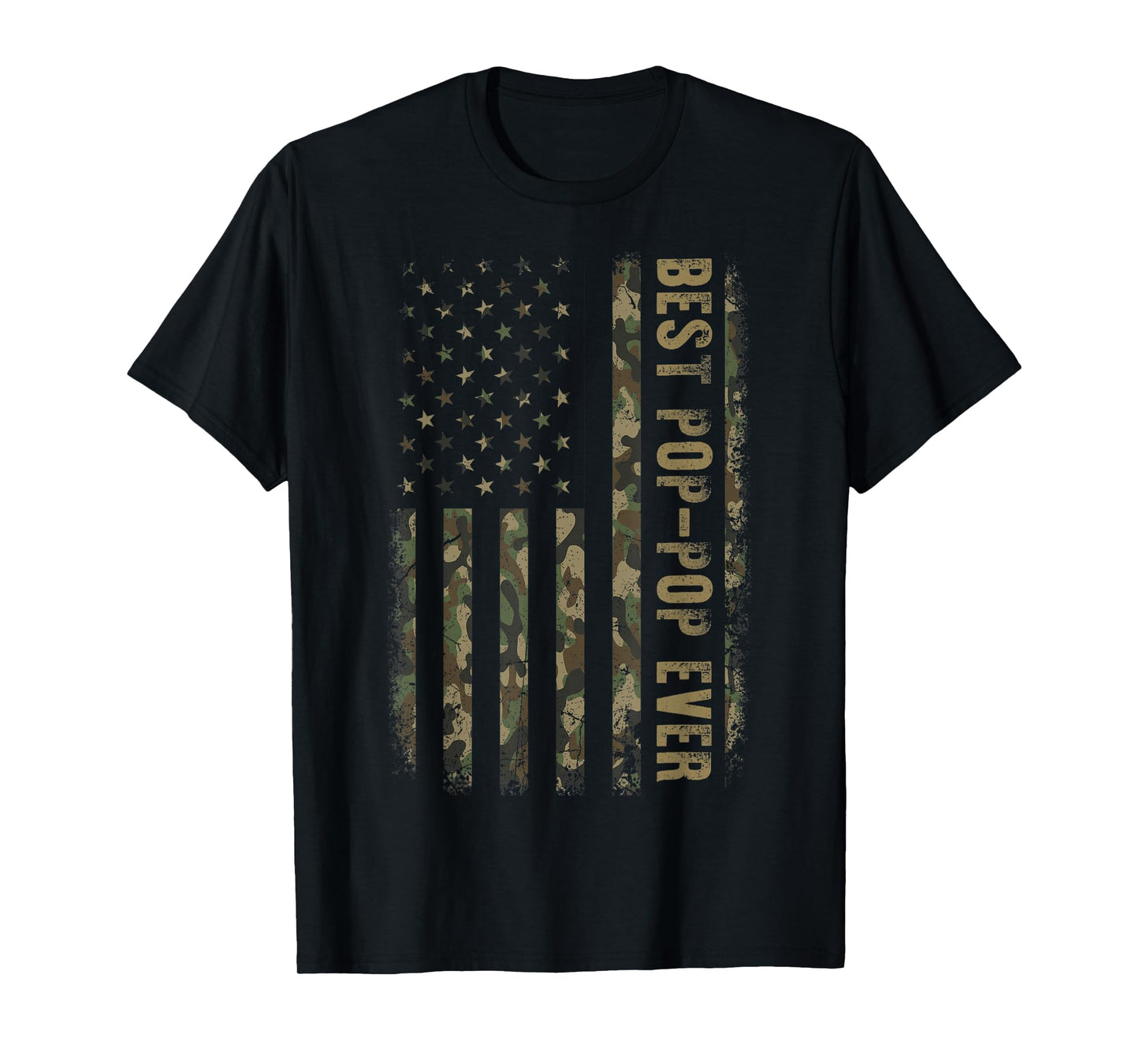 Best Pop Pop Ever Camouflage American Flag Father's Day T-Shirt