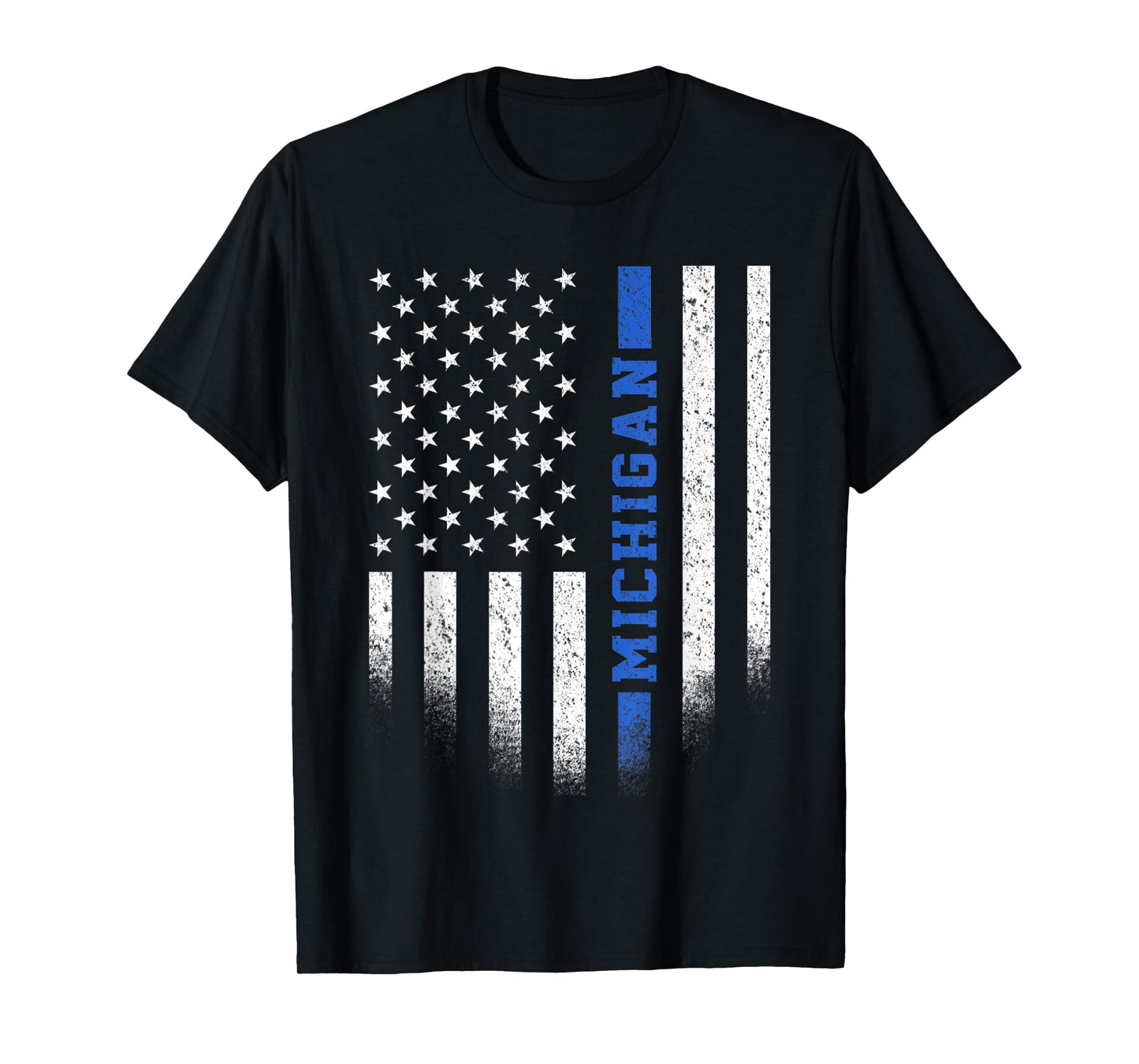 Michigan Blue Line US Flag State MI Police Officer T-Shirt