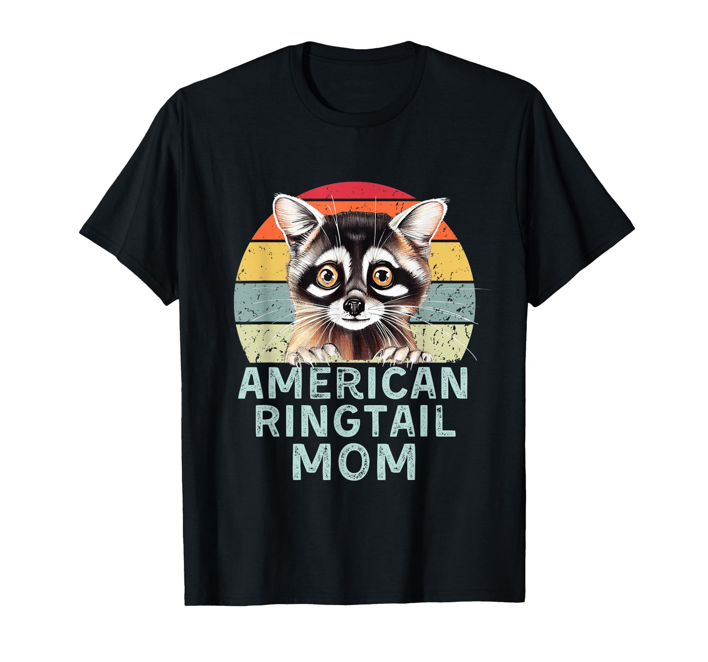 American Ringtail Cat Mom Funny Retro Vintage Cats Heartbeat T-Shirt