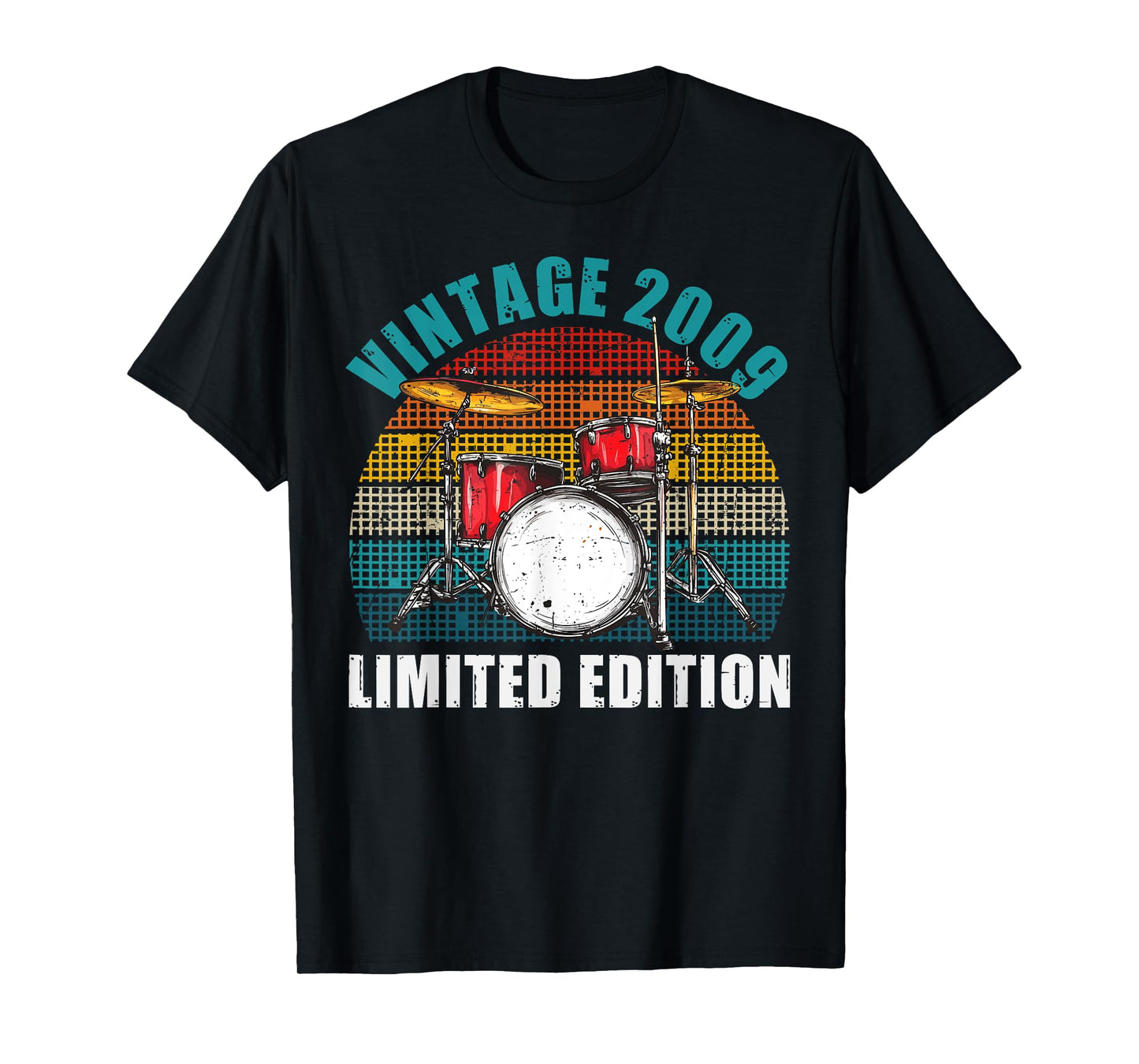 Vintage 16 Years Old Drummer 16th Birthday Drum Set Drumming T-Shirt