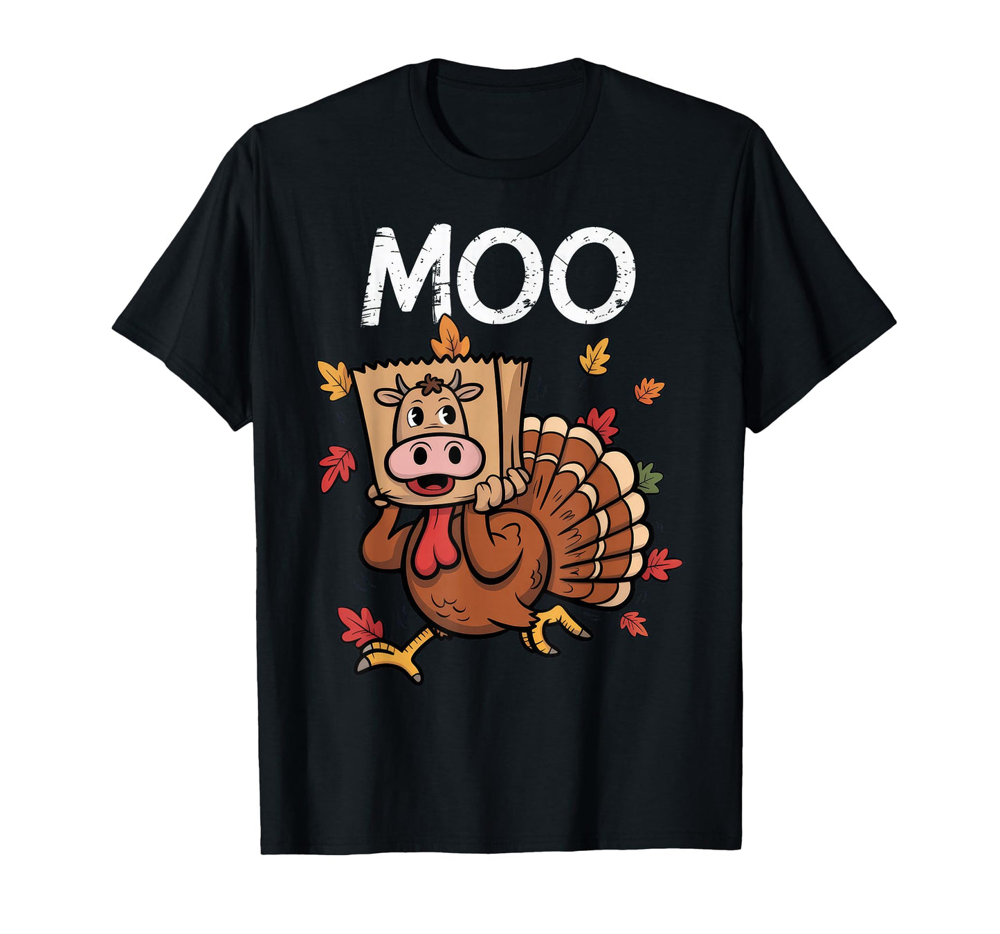 Thanksgiving Turkey Moo Cow Head T-Shirt