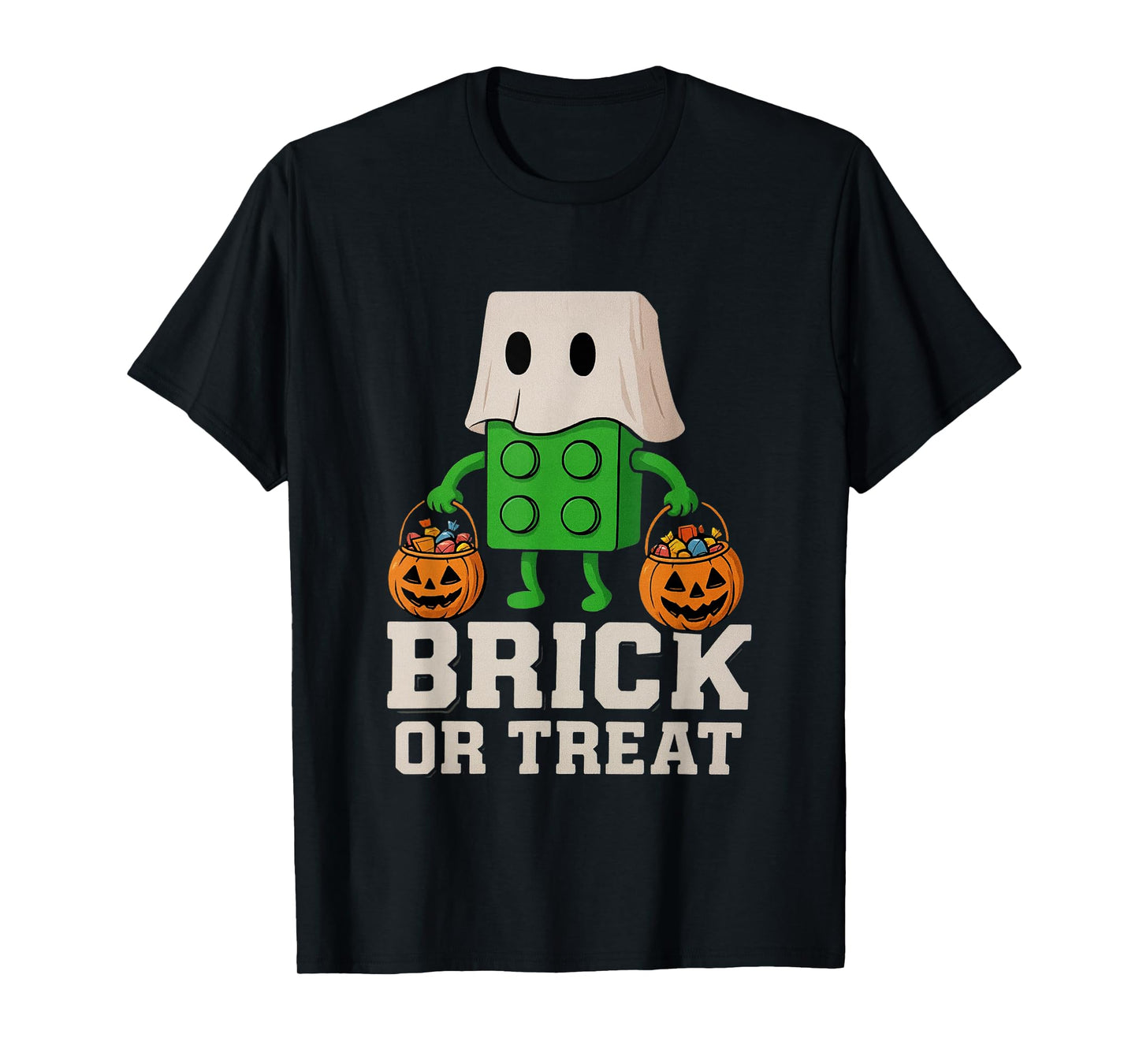 Building Bricks Halloween Brick or Treat Ghost Builder Funny T-Shirt