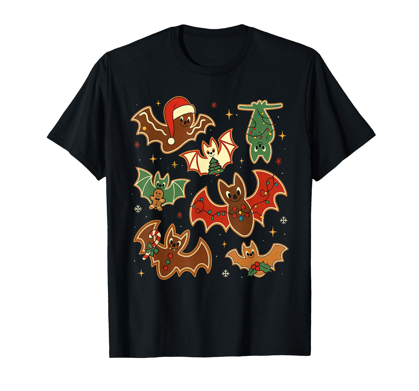 Cute Gingerbread Bats Spooky Christmas Cookie Merry Batmas T-Shirt