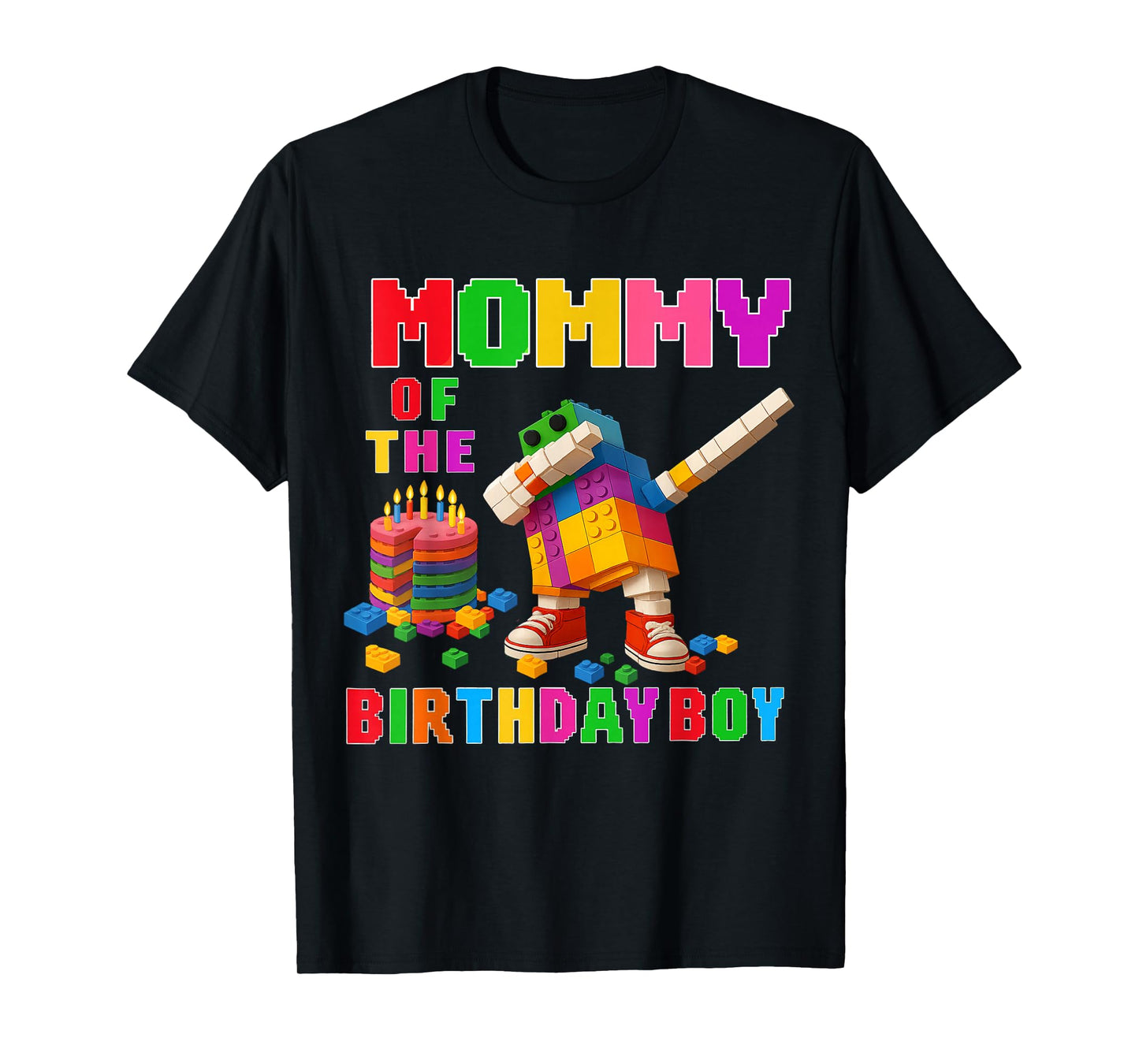 Mommy of The Birthday Boy Building Bricks Family Matching T-Shirt