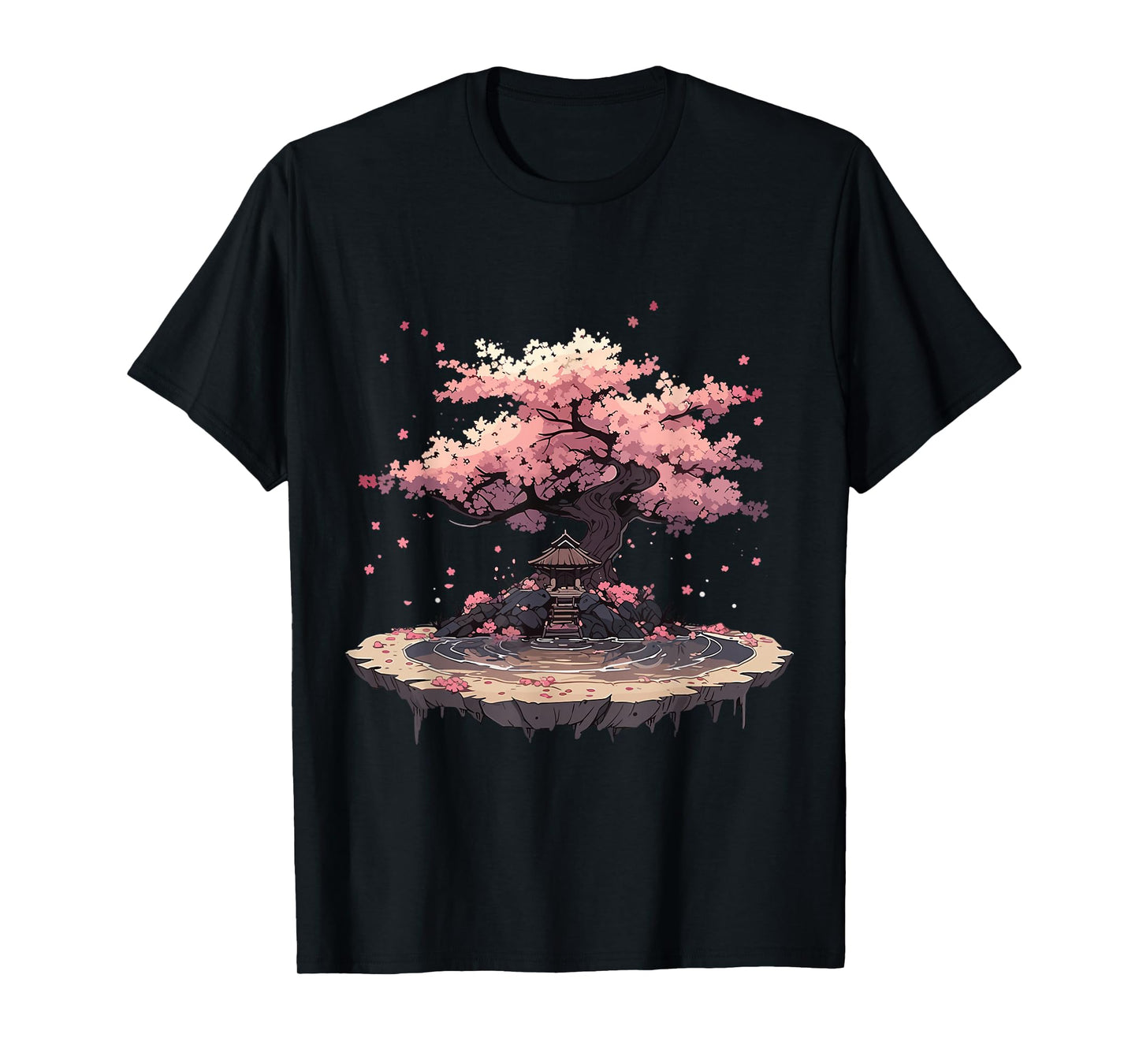 Vintage Cherry Blossom Woodblock Tee Japanese Graphical Art T-Shirt