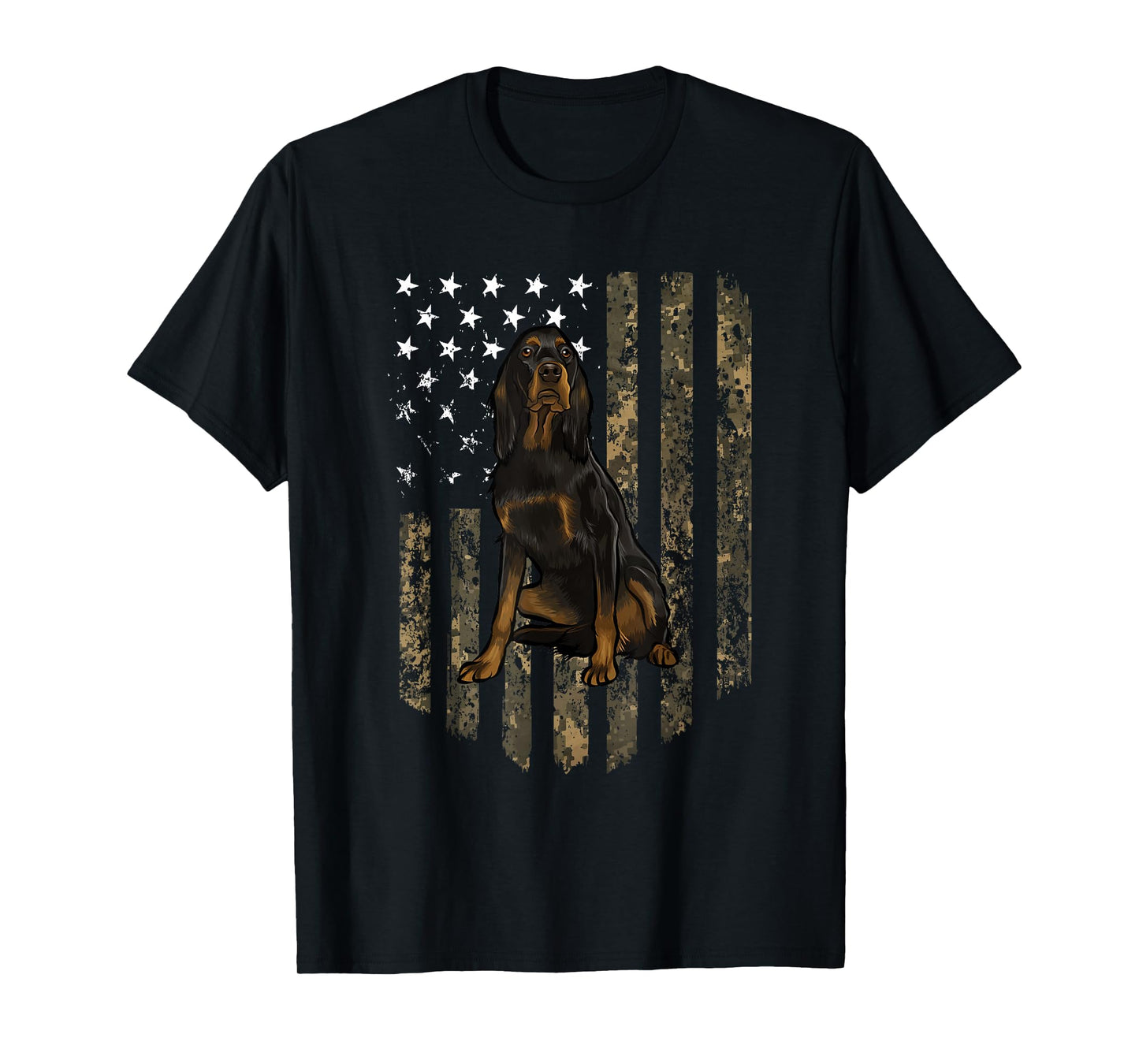 Camo American Flag Gordon Setter 4th Of July USA T-Shirt