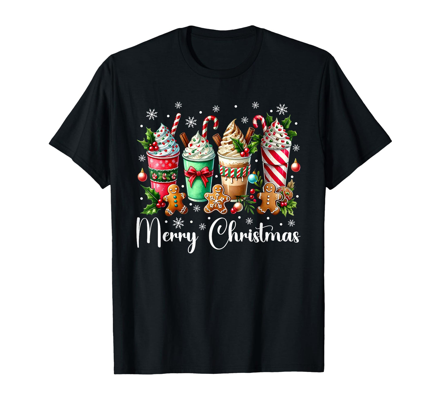 Christmas Pajamas Gingerbread Christmas Coffee Hot Cocoa T-Shirt