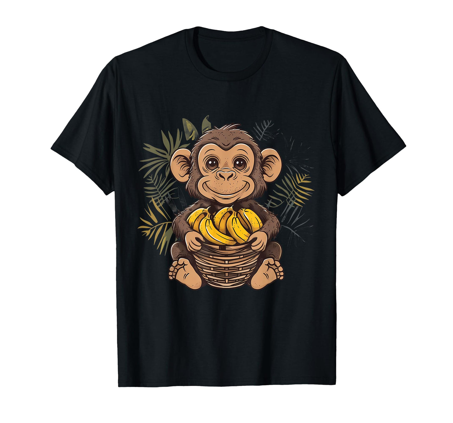 Banana Monkey Cute Monkey Animal Art Drawing Wildlife T-Shirt