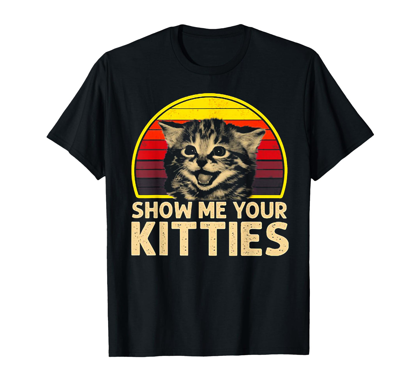 Show me Your Kitties Cat Lover Retro Vintage Sunset T-Shirt