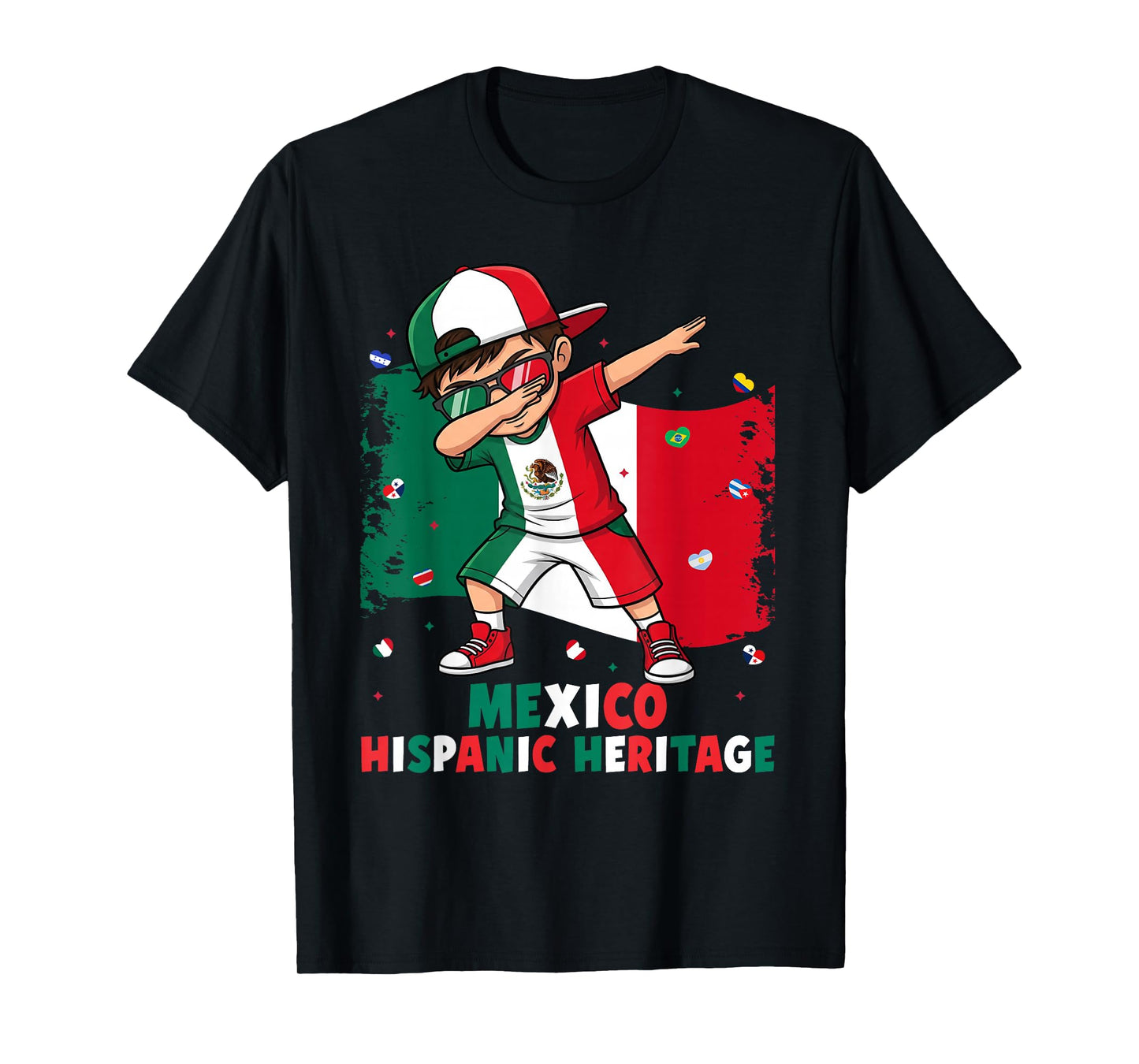 Dabbing Boy Mexico Hispanic Heritage Month Mexico Flag T-Shirt