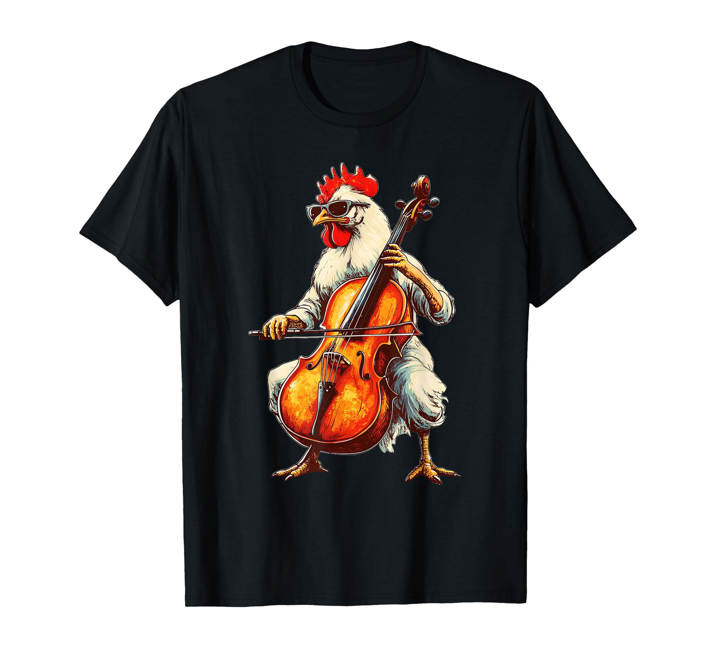 Cute Chicken Playing Cello Musician Music T-Shirt