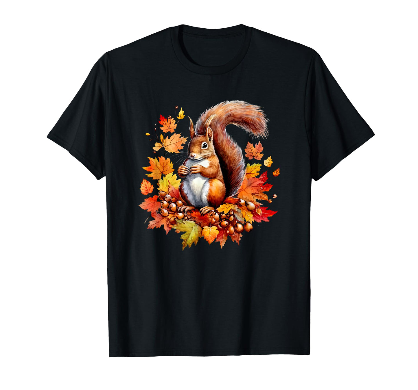Autumn Squirrel Woodland Pet Fall Leaf Acorns Thanksgiving T-Shirt