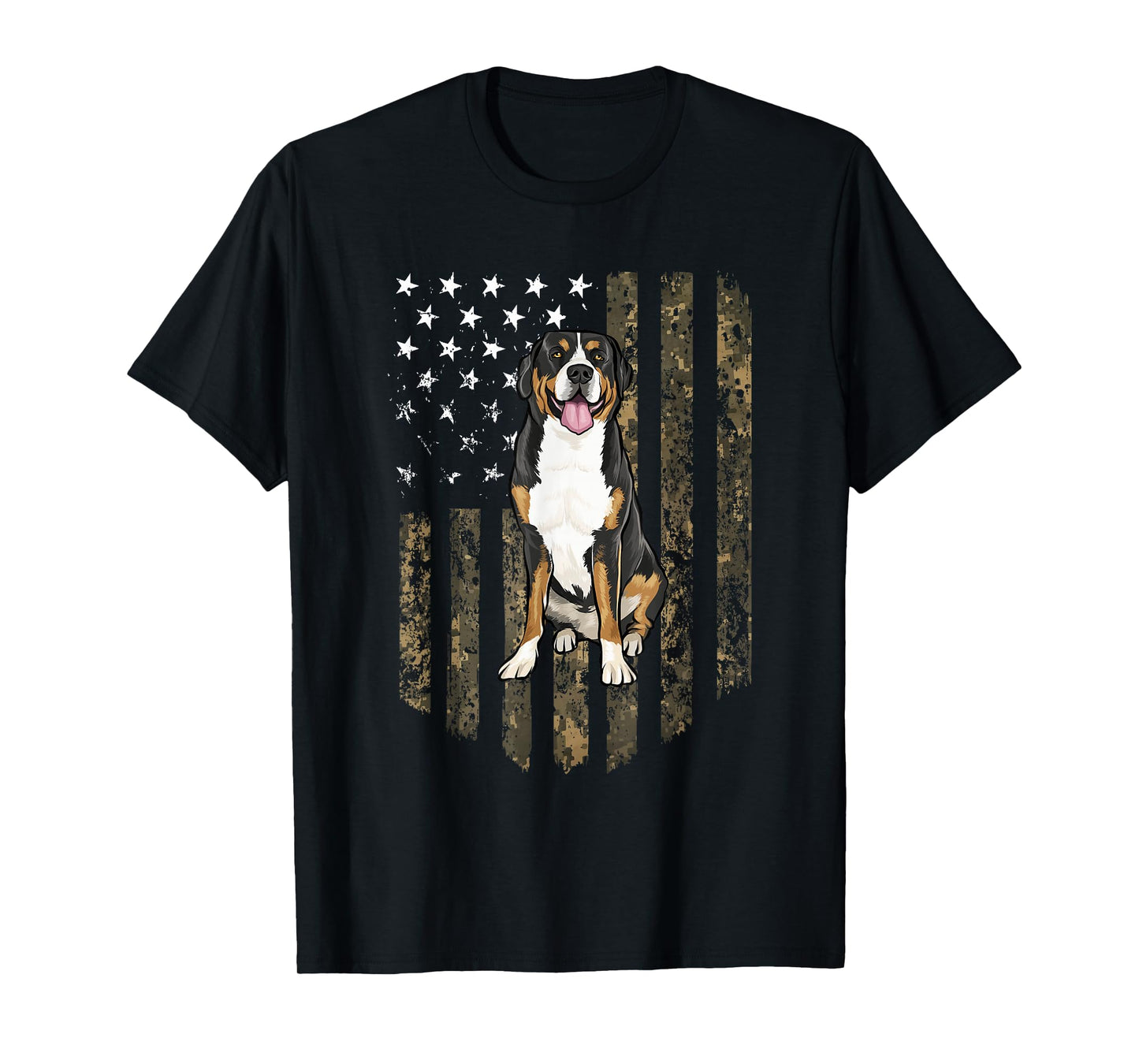 Camo American Flag Greater Swiss Mountain Dog 4th Of July T-Shirt