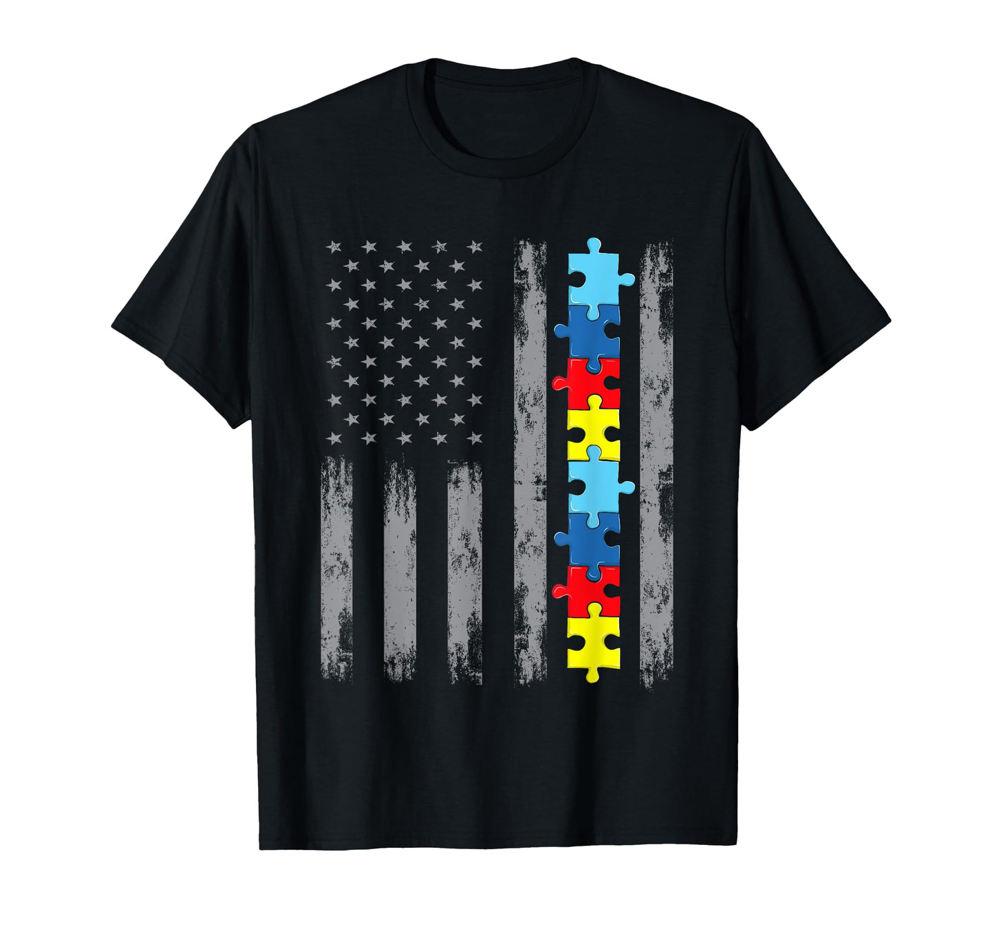 Autism Awareness American Flag Shirt, Autistic US Patriotic T-Shirt