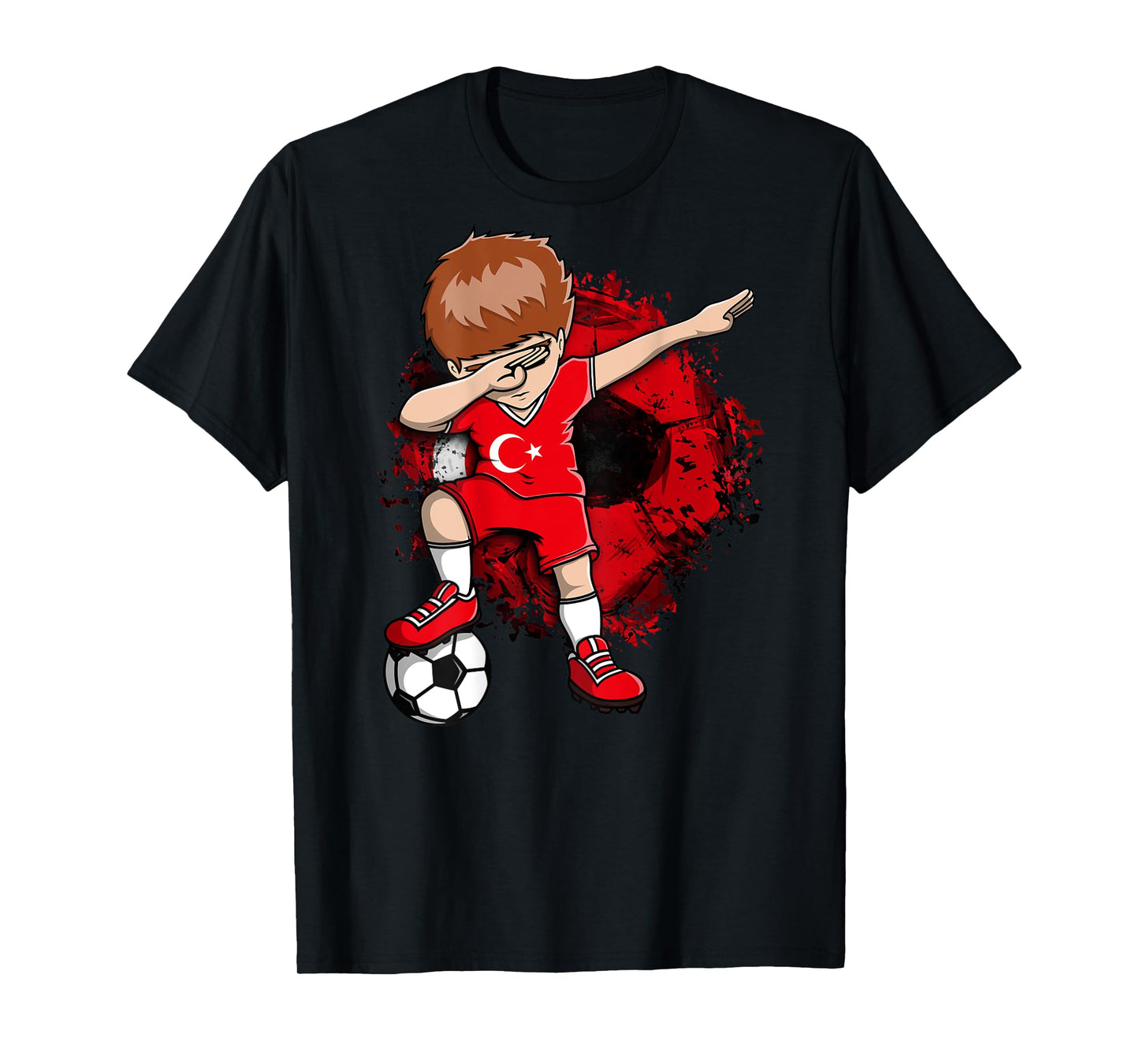 Dabbing Soccer Boy Turkey Jersey Turkish Football Lovers Art T-Shirt