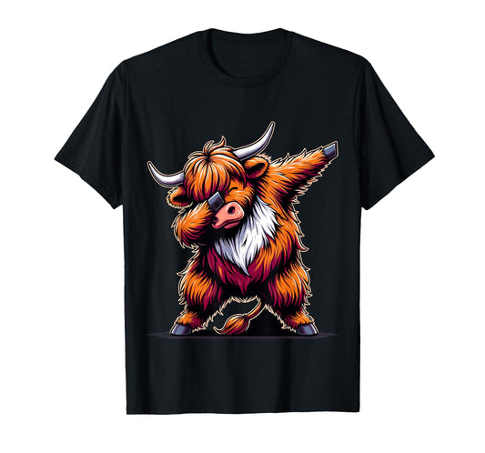 Dabbing Highland Cow Scottish Highland Cattle T-Shirt