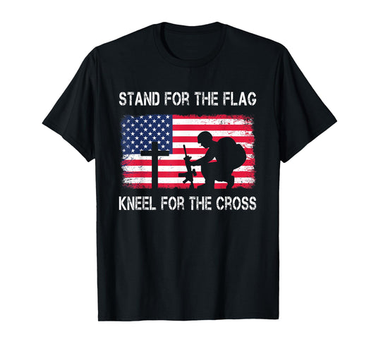 Stand For The Flag Kneel For The Cross Veteran USA Soldier T-Shirt