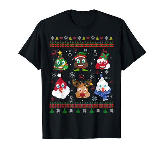 Christmas Poop Santa Elf Reindeer Ugly Christmas T-Shirt