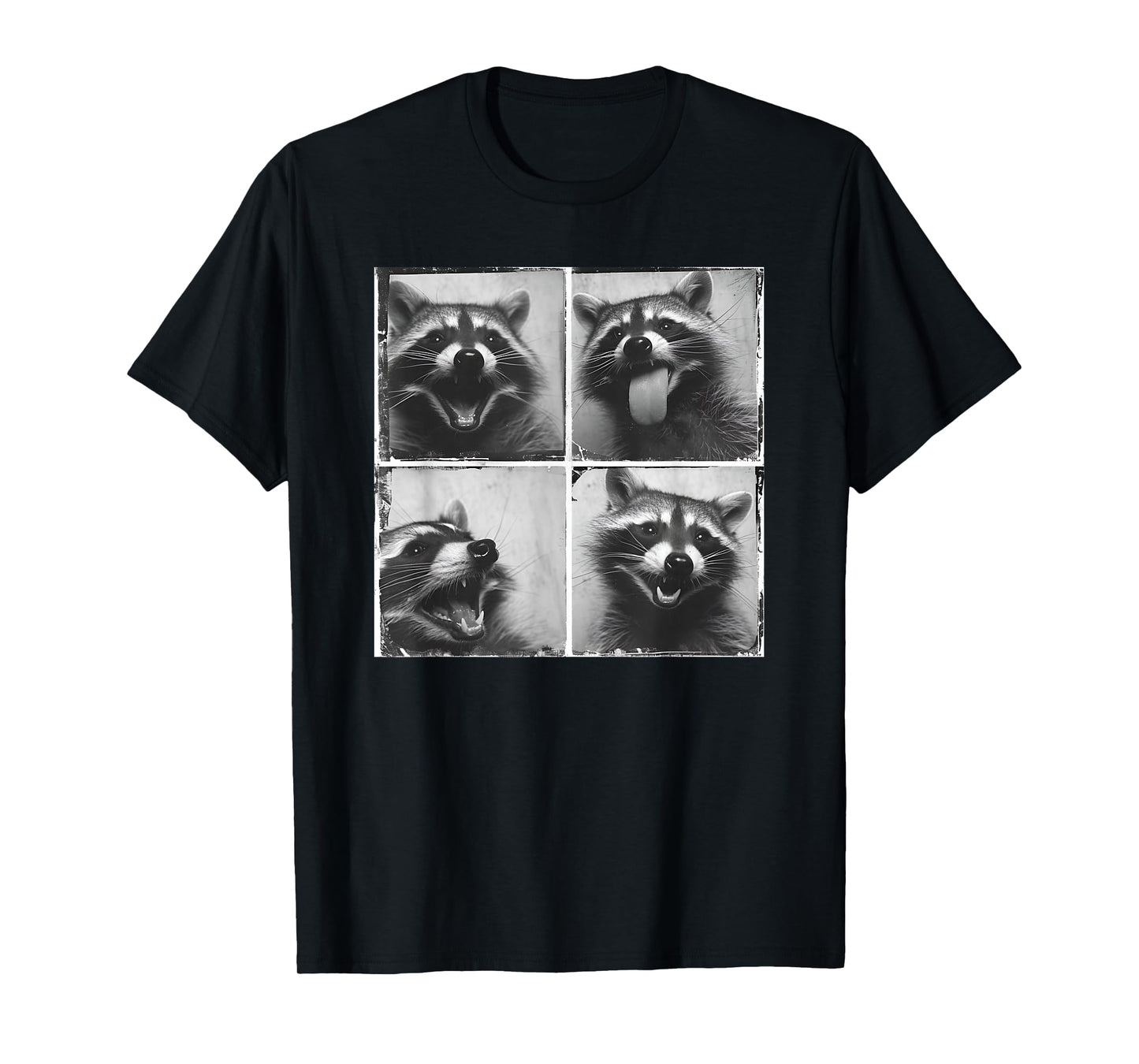 Vintage Raccoon Face Portrait Weird Animal Photobooth T-Shirt