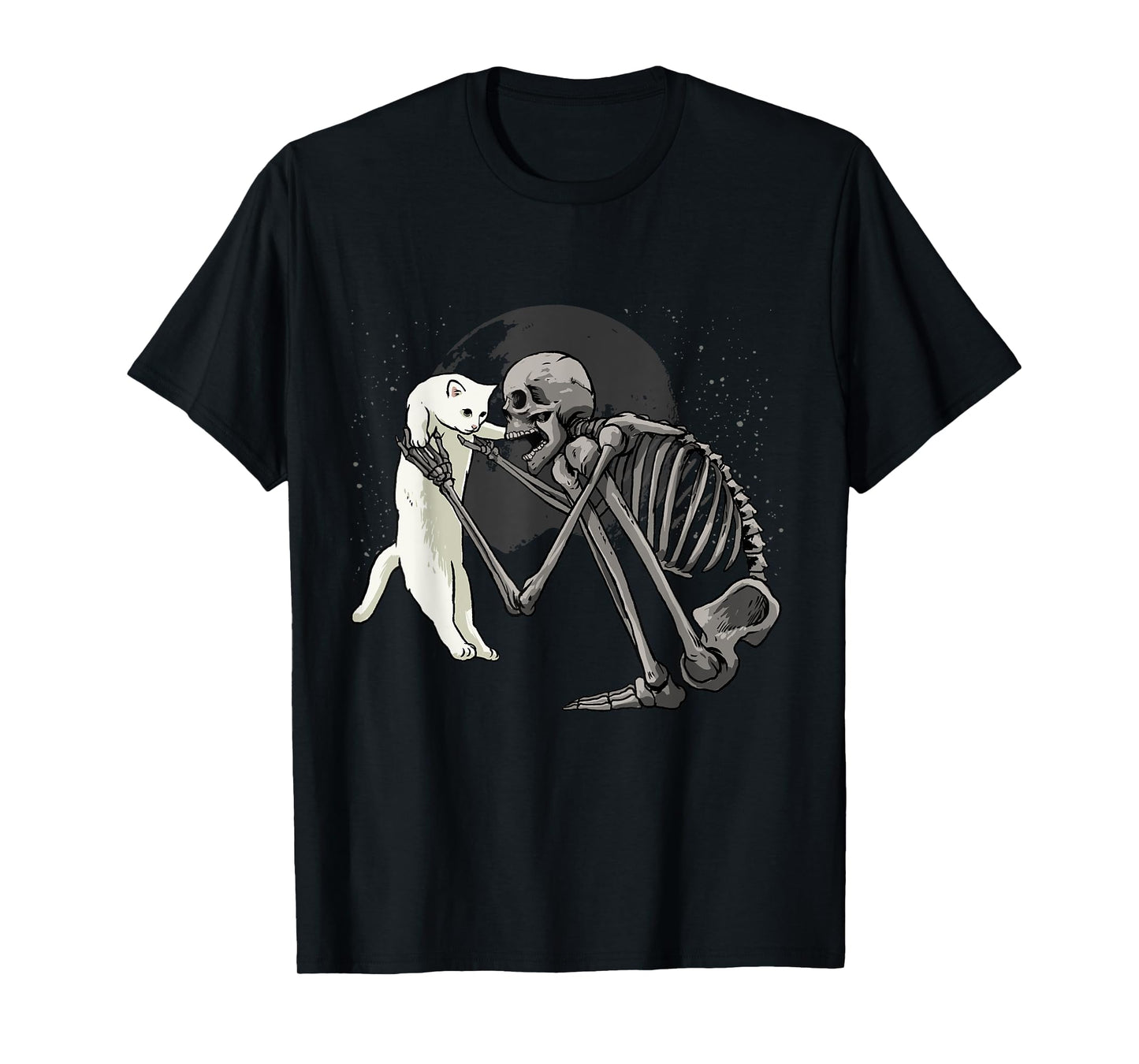 Halloween Skeleton Cat Shirt Funny Skeleton Holding Cat Pet Men Women Kids T-Shirt