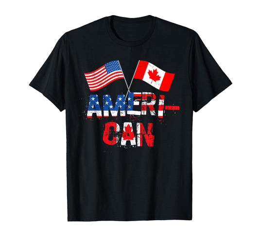 Retro Ameri-Can Canada USA Flag Patriotic Canadian American T-Shirt