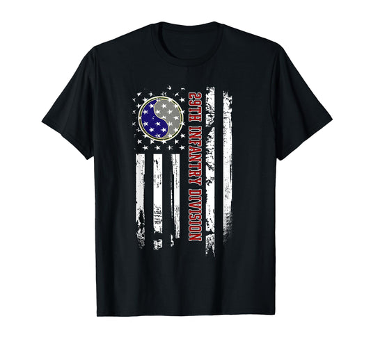 29th Infantry Division Veteran USA Flag Veterans Day Xmas Women Men T-Shirt